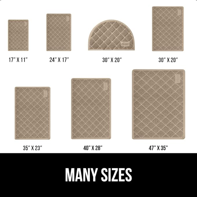 GORILLA GRIP Cat Litter Box Mat, 47x35, Water Resistant, US Designed Kitty Litter Trapping Mats, Easy to Clean, Scatter Control, Less Mess and Clean Floors, Kitten Supplies for Indoor Cats, Beige