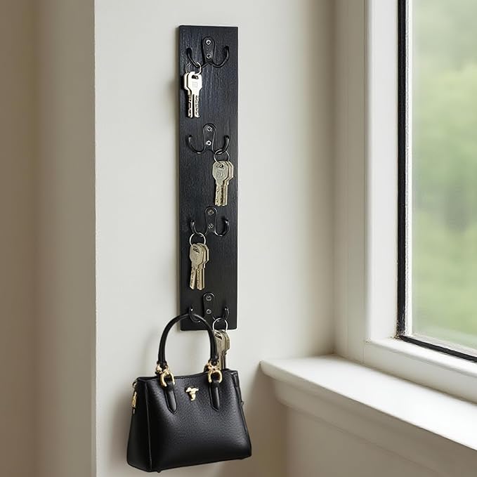 Yohsnor Vertical Key Holder Wall Mount - Stylish Home Decor for Entryway, Space-Saving Hook Rack & Organizer for Keys, Wallets, and More - Ideal for Small Spaces & Versatile Storage Solutions