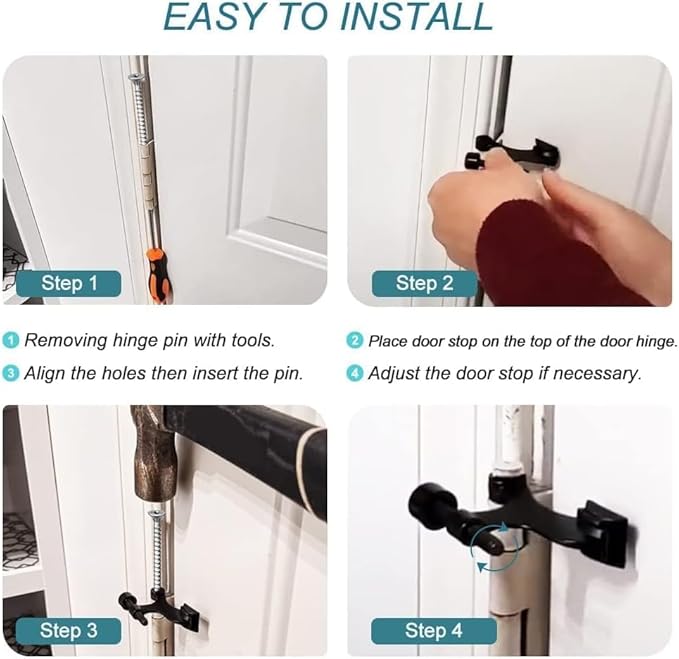 24 Pack Hinge Pin Oil Rubbed Bronze Door Stopper, Adjustable Heavy Duty Hinge Pin Door Stop with Oil Rubbed Bronze Rubber Bumper Tips