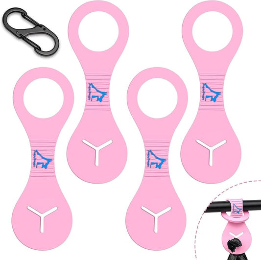 Dog Poop Bag Holder for Leash Waste Bag Carrier Dog Poop Bag Dispenser for Walking Running Bicycle Accessory 4 pieces (Pink)