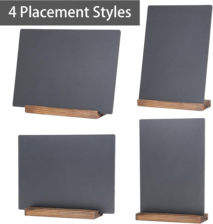 Wooden Double-Sided Chalkboard with Base (2 Pack) - 8.7x11.5 inches, Black