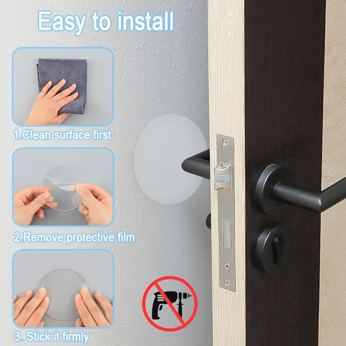 Door Stopper Wall Protector,Transparent Large Round Door Knob Wall Shield, 3.54 Inches (3pcs) Soft Rubber Door Handle Bumper with Strong Self Adhesive (9 CM, Clear)