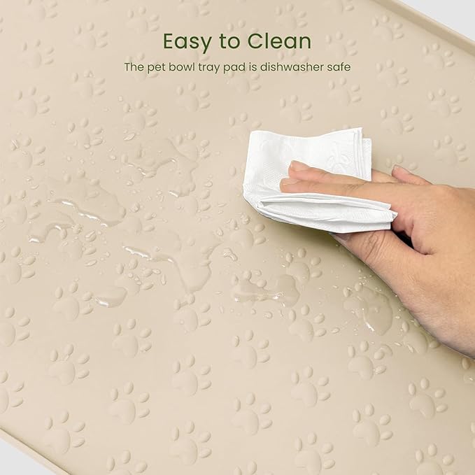 Dog Food Mat Anti-Slip Silicone Dog Bowl Mat Thicker Pet Placemat Waterproof Cat Feeder Pad with Raised Edge Puppy Kitten Feeding Mats Suitable Small Medium-Sized Dogs Cats Eating Tray