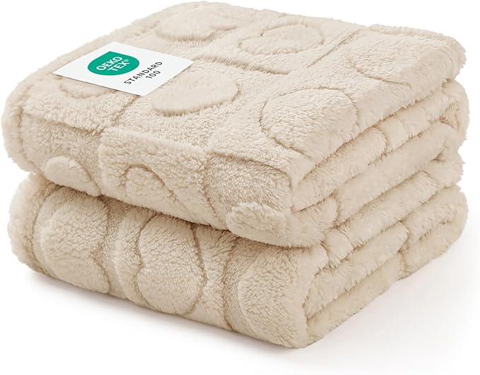 Luciphia 1 Pack 2 Small Dog Blanket Washable Pet Bed Cover Soft Fluffy Puppy Blanket with Premium Fleece 300GSM Cozy Calming Cat Blankets for Indoor Cats Beige 41x31 inch