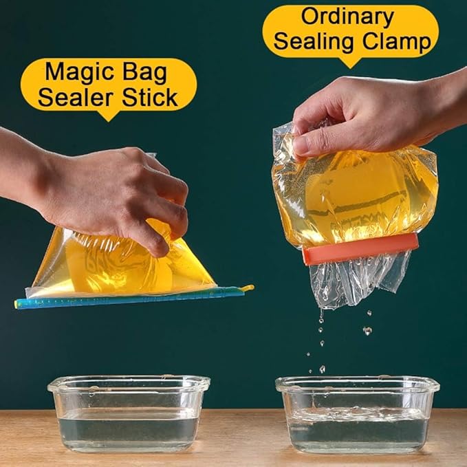 16-PCS Magic Bag Sealer Stick, Chip Clips Plastic Bag Sealer Stick, Stay Fresh Bag Sealer Sticks - 16 Plastic Closure Rods - 4 Sizes - Magic Kitchen Food Storage Clips