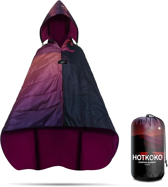 Hooded Stadium Blanket, Waterproof Fleece Wearable Camping Blanket