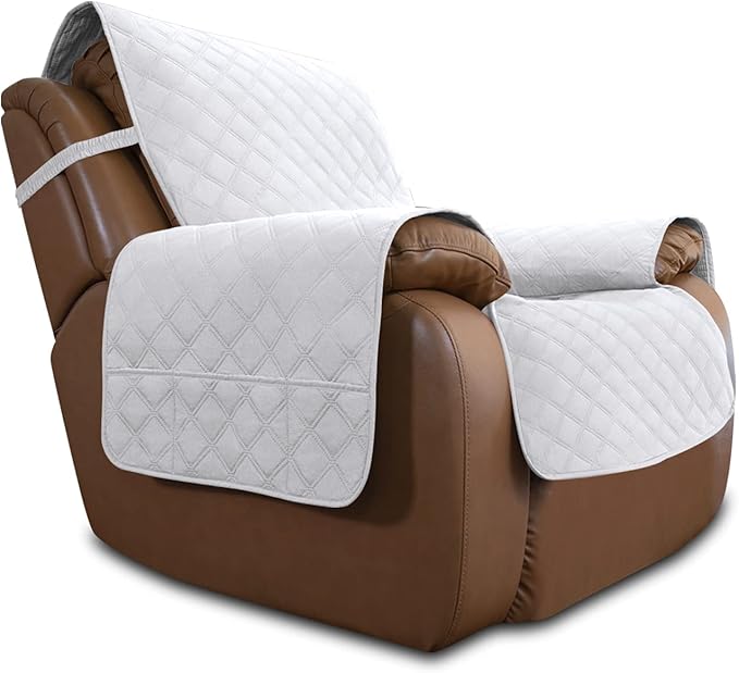 Easy-Going Sofa Slipcover Waterproof Oversized Recliner Chair Cover Non-Slip Fabric Couch Cover for Living Room Washable Furniture Protector for Pets Kids Children Dog Cat (Oversized Recliner, White)