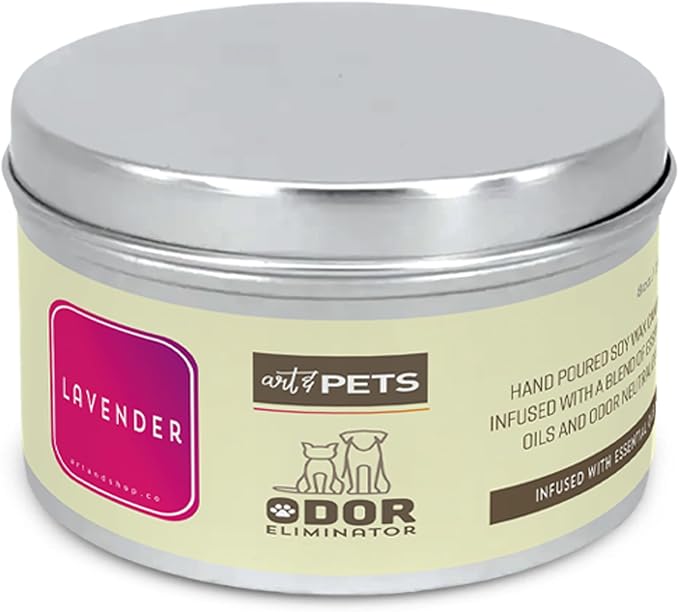 Pet Odor Candle for Dogs and Cats Long-Lasting 72-Hour, Odor Eliminating Candles Burn Natural Soy Wax with Refreshing Scent, Scented Candle to Remove Pet Smells (Lavender)
