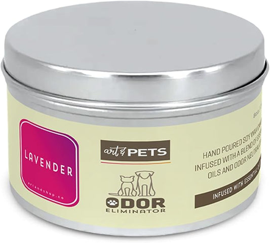 Pet Odor Candle for Dogs and Cats Long-Lasting 72-Hour, Odor Eliminating Candles Burn Natural Soy Wax with Refreshing Scent, Scented Candle to Remove Pet Smells (Lavender)