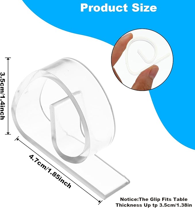 150 Pieces Transparent Clear Tablecloth Clips Plastic Table Cloth Clips Windproof Table Cover Holder Clamps Tablecloth Cloth Holder for Christmas Wedding Party Indoor Outdoor Camping Picnic