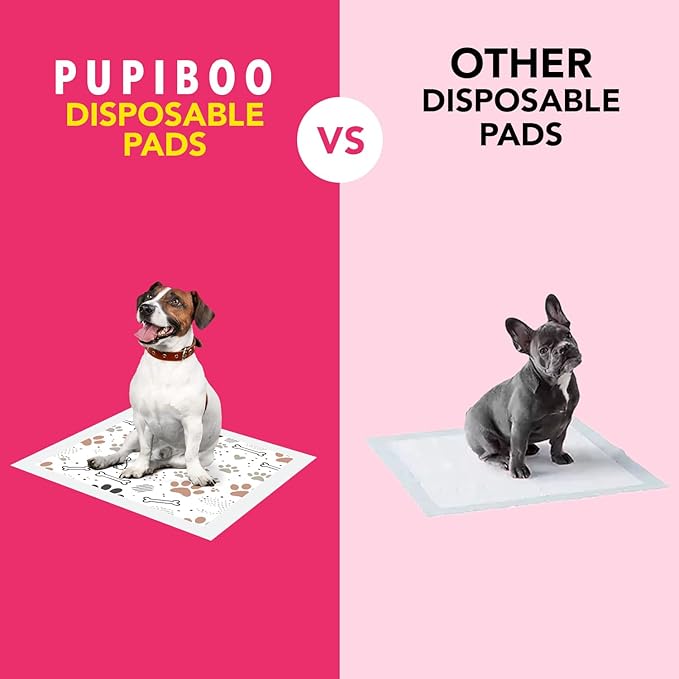 Pupiboo Disposable Dog and Cat Training Pads – Leaves Pattern, Highly Absorbent Pee Pads, Leak Proof Backing, for Housebreaking & Potty Training – 23x23 in (100 Count)
