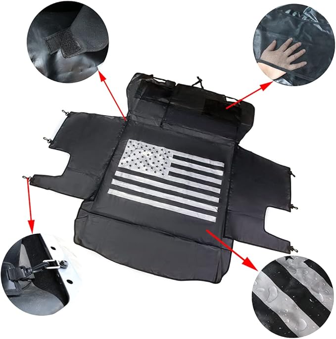 Dog Trunk Liner for Jeep, Heavy Duty Waterproof Oxford Cargo Protector for 2007-2026 Wrangler JK JL 4-Door, Nonslip Washable Pet Seat Cover & Anti-Scratch Liner (US Flag)