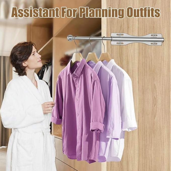 12" Valet Rod For Closet Pull Out Slide Out Adjustable Heavy Duty Valet Rod For Closet, Laundry Room, Bedroom, Bathroom(Chrome)