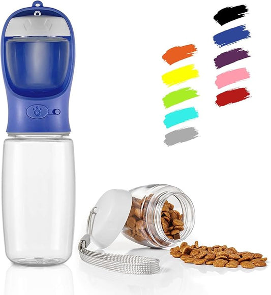 WePet Portable Dog Water Bottle with Food Container, 19 OZ + 6 OZ, Leak Proof Puppy Water Dispenser with Drinking Feeder for Pets Outdoor Walking, Hiking, Travel, Food Grade Plastic