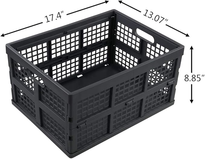 EudokkyNA 3-Pack 30 L Plastic Folding Storage Crates, Collapsible Crates Basket