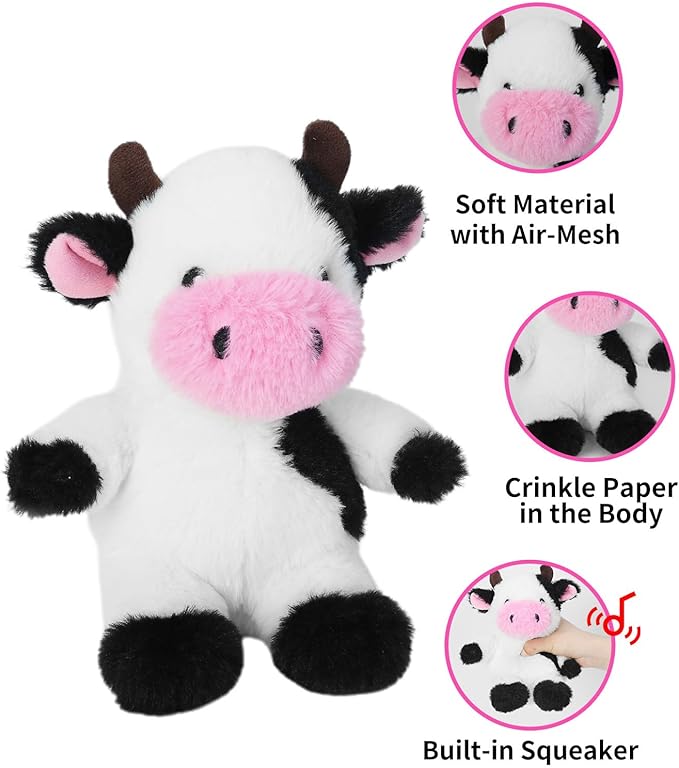 Blnboimrun Dog Toys Puppy Toys Interactive Dog Toys for Small Medium Large Dogs, Squeaky Dog Chew Toys to Keep Them Busy, Plush Dog Toy with Crinkle Paper Stuffed (Cow)
