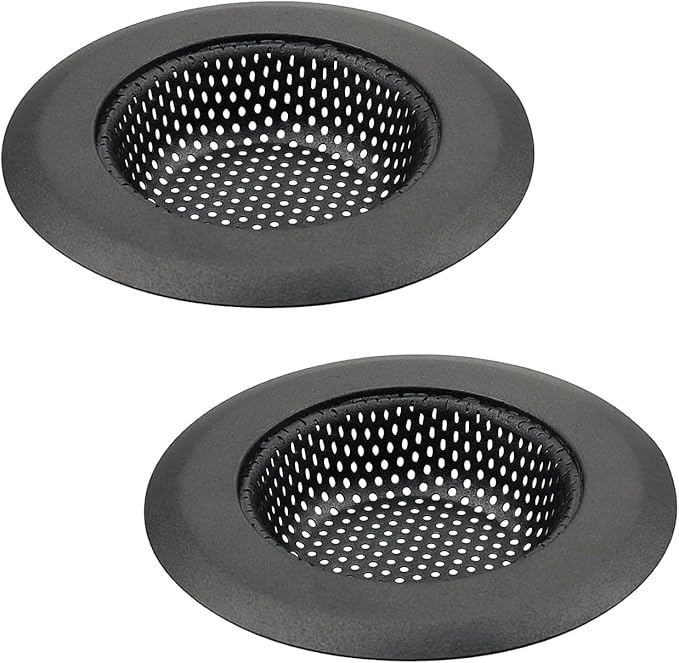 Mi hogar Sink Drain Strainer 2 Pack, 4.5” Wide Rim Stainless Steel & Silicone Sink Stopper Basket, Food & Hair Catcher for Kitchen, Bathroom, Utility, Tub Drains – Rustproof & Easy to Clean