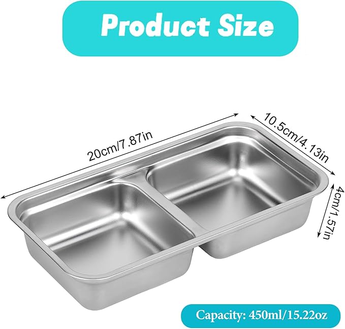 4 Pack Stainless Steel Snack Containers Reusable with Lid, Grab and Go 2 Compartment Snack Food Storage Containers for School Travel and Outdoor Camping Dishwasher Safe
