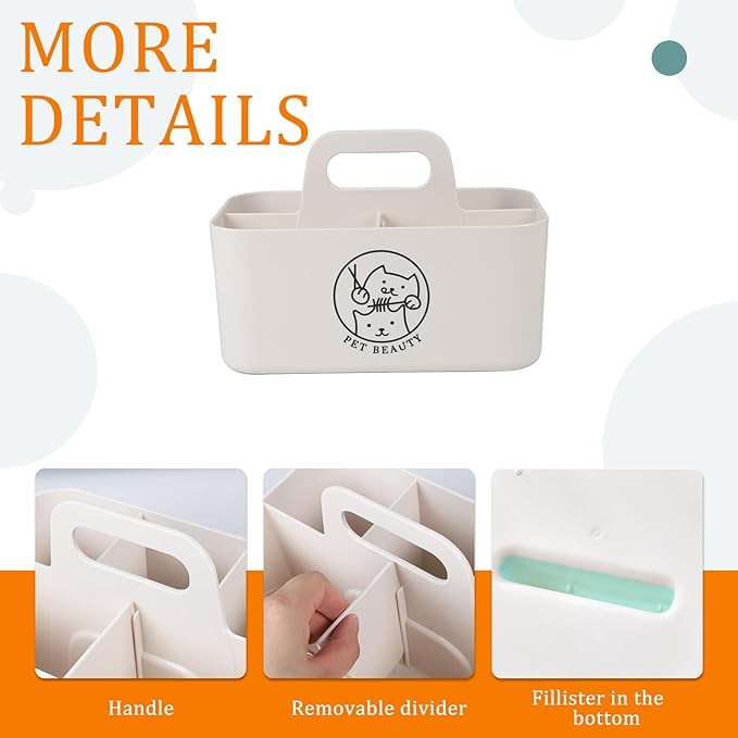 Morezi Dog grooming basket box bin in plastic small organier storage great for holding puppy cats combs shampoo brushes scissors grooming stuff in bathroom closet