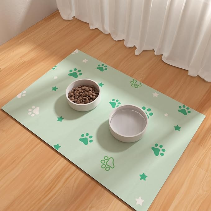 Pet Feeding Mats 16"x24"- Absorbent Dog Mat for Food and Water, Large Pet Food Mat, Rubber Mat for Dog Bowls, Pet Food Mats for Floor, Mat for Cat Food and Water Bowls