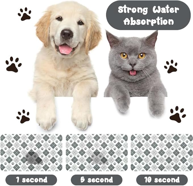 Dog Food Mats for Floors Waterproof, Dog Cat Water Bowl Mats Pet Feeding Absorbent Mat Dog Cat Pet Placemats for Food and Water Paw 16 * 24 inch