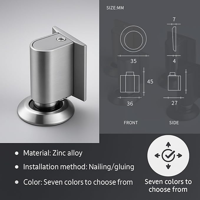 Door Stopper for Bottom of Door, Invisible Magnetic Door Stop No Drill, 2026 New Heavy Duty Door Holder to Keep Doors Open, Rust-Proof Floor or Wall Mount Door Wedge Stopper (Brushed Nickel)