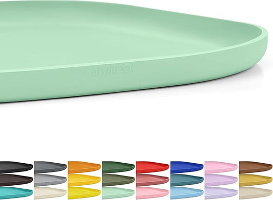 SMILOOL Silicone Pet Feeding Mat with Raised Edge for Food and Water, Dog Bowl Mats, Cat Bowls Placemat with High Lip for Floor Waterproof, Rubber Tray for Cats and Dogs 12 x 12 x 0.7 Mint Green