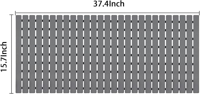 Shower Mat Non Slip Bathtub Mat with Suction Cups and Drain Holes 37.4 x15.7 Inch Bath Mat for Tub & Shower.Easy Dry,Easy to Cut,Eco-Friendly