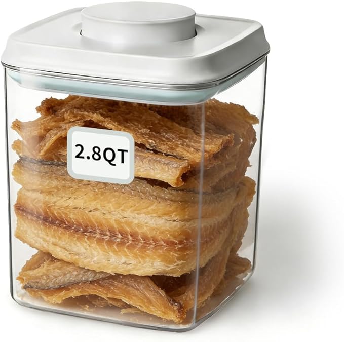 EQI Dog Food Storage Container with One-Touch Lid, 2.8 QT / 2.65 L Stackable Durable BPA-Free PET Cat Food Storage Container,for Pet Treats, Supplements & Small Kibble