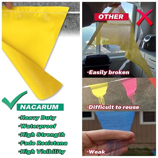 Green & White Pennant Banner Flags | OSHA 500lb Rated | Strand Fade Resistant 【102FT】