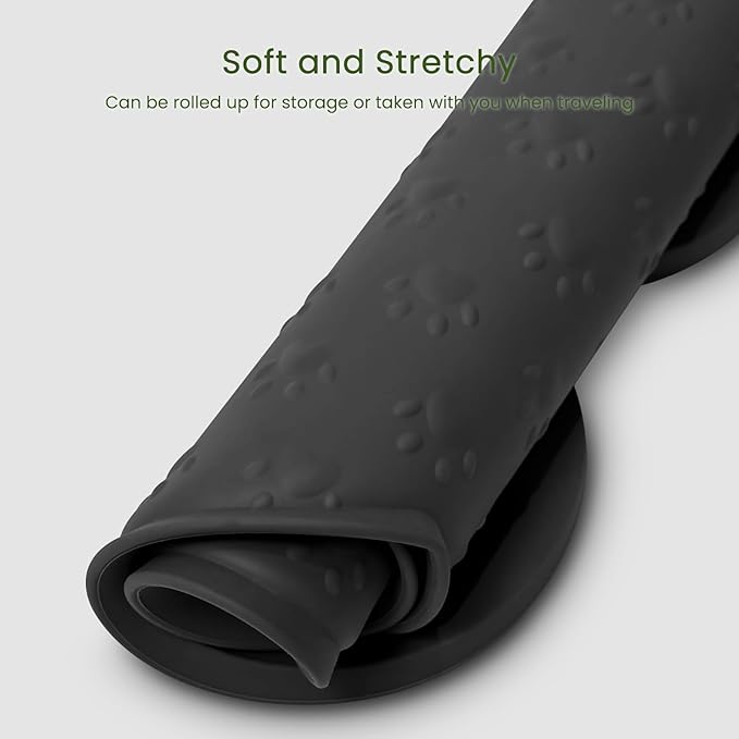 Dog Food Mat Anti-Slip Silicone Dog Bowl Mat Thicker Pet Placemat Waterproof Cat Feeder Pad with Raised Edge Puppy Kitten Feeding Mats Suitable Small Medium-Sized Dogs Cats Eating Tray