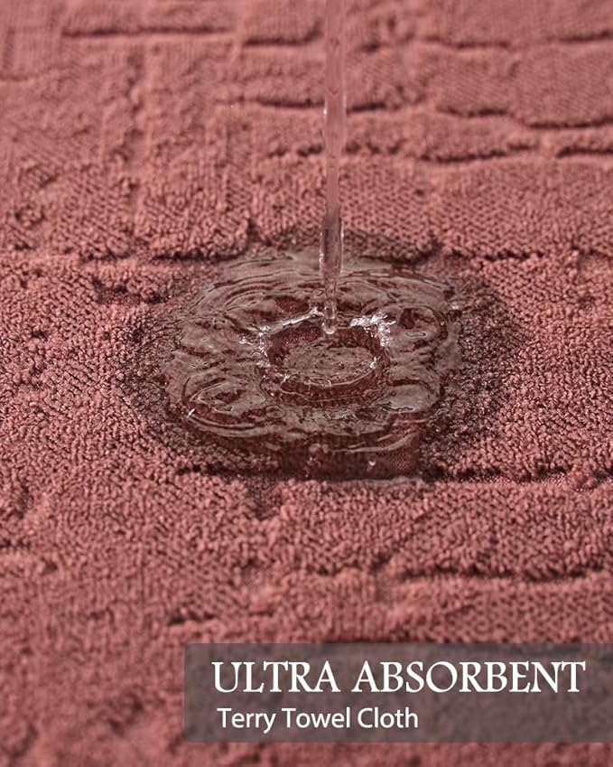 AMOAMI-Bath Mat-Absorbent Quick Dry Bathroom Floor Mats-Washable Rubber Backing Bath Mats for Bathroom Rugs Fit Under Door-Bath Rug for in Front of Sink Bathtub Shower Room, Rose 24''x48''