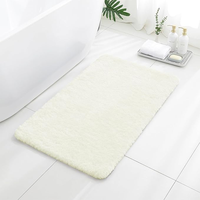 Cream Bathroom Rugs 24"x40" – Large Plush Microfiber Bath Mat, Soft Non Slip Floor Mat, Absorbent and Washable Rug – Perfect for Bathroom or Bedroom Use