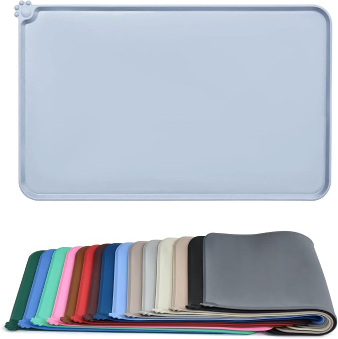 AUDWUD Silicone Waterproof Pet Feeding Mats,Anti Slip Bowl Pad,Dog Mat for Food and Water