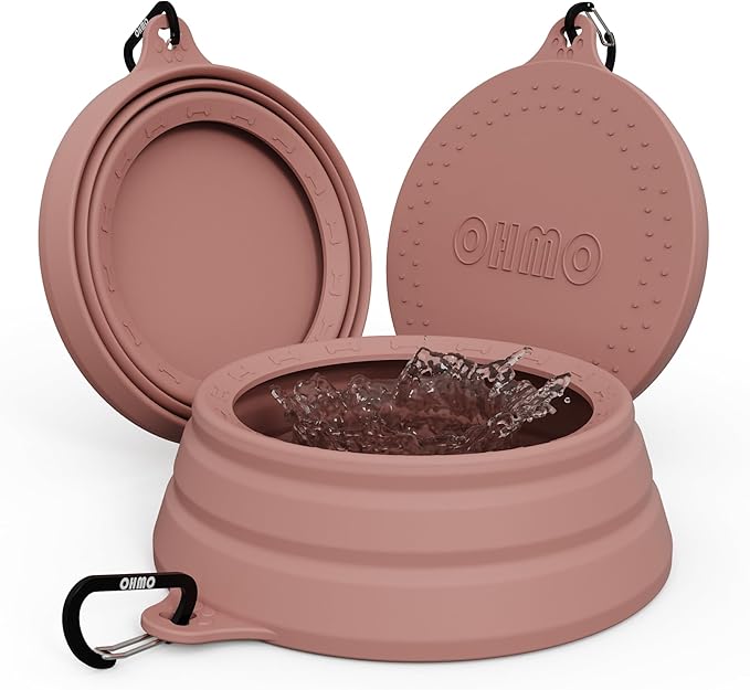 OHMO Spill Proof Collapsible Dog Water Bowl Large 34oz for Cars, No Splash Portable Bowls for Dog Travel, Pet Essentials for Road Trips, Cat Travel Accessories