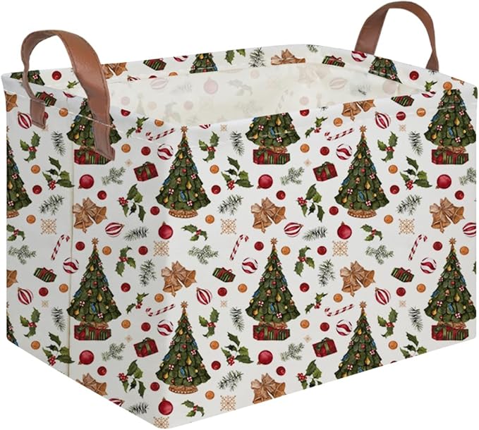 FXOCSHE Rectangular Christmas tree Basket,Nursery Hamper,Waterproof and foldable Tree Basket Baby Storage Bin,Boy and Girls Christmases Room Decor,gift basket(Christmas tree)