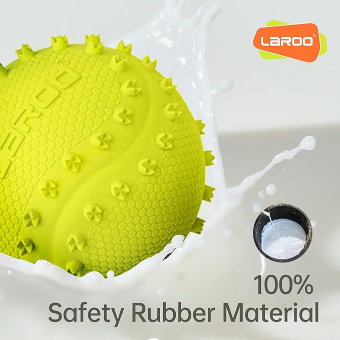 LaRoo Squeaky Dog Ball Toy, Durable Natural Rubber Squeaker Ball Floating Throwing Training, Teeth Cleaning Chew Toy for Pet Small Medium Large Dogs (6.5CM Green)