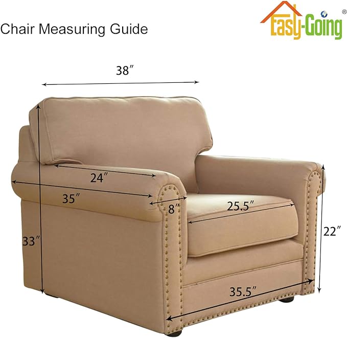 Easy-Going Stretch Chair Sofa Slipcover 1-Piece Couch Sofa Cover Furniture Protector Soft with Elastic Bottom for Kids, Pet. Spandex Jacquard Fabric Small Checks (Chair, Taupe)