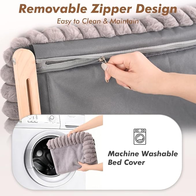 valigogo Cloud-Soft Cat Window Sill Perch with Zipper Designed Cushioned Bed, Supportive Cat Window Seat with Premium Solid Wood & Sturdy Metal Frame, Pet Hammock Bed for Large Cats (Large, Gray)