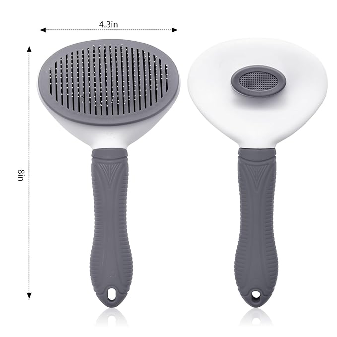 Aogeili Self Cleaning Slicker Brush, Skin Friendly Deshedding Grooming Tool for Dogs, Cats & Bunny, One-Click Release Removes Loose Undercoat, Mats & Tangles, for Long & Short Hair Shedding Pets