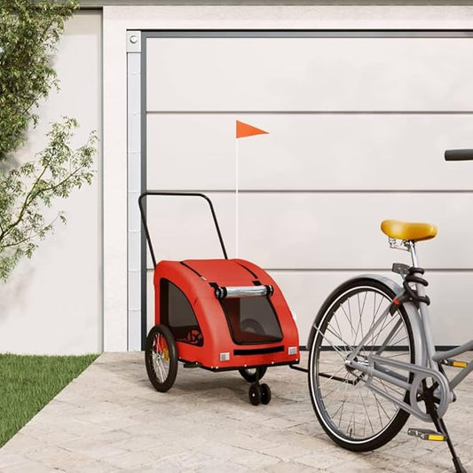 Dog Bike Trailer, Pet Carrier Wagon, Small Pet Bike Trailer, Dog Pet Cart, Bicycle Carrier for Small Sized Dogs, Orange and Gray,-408