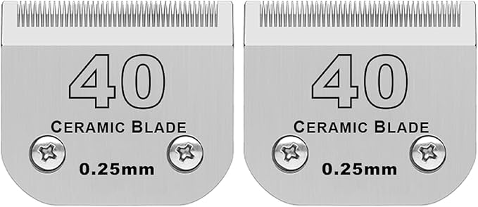 DODAER 2 Pack Detachable Pet Dog Grooming Clipper Ceramic Blade,Compatible with Andis Size 40 Cut Length 1/100"(0.25mm),Compatible with Oster A5,Wahl KM Series Clippers