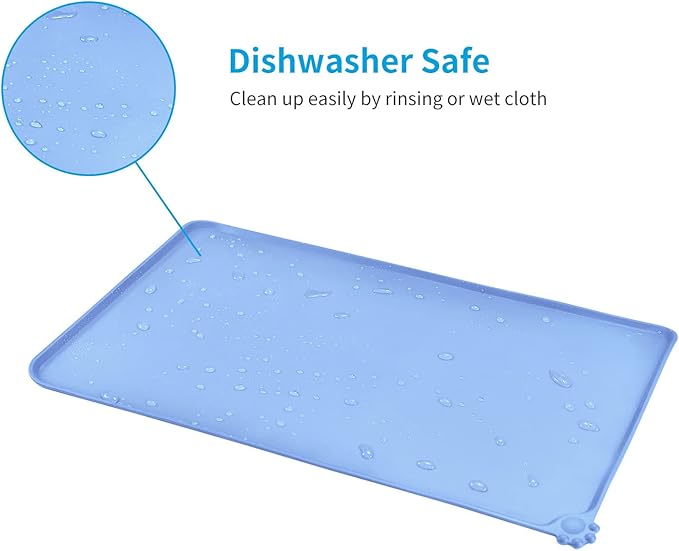 AUDWUD Silicone Waterproof Pet Feeding Mats,Anti Slip Bowl Pad, Dog Mat for Food and Water