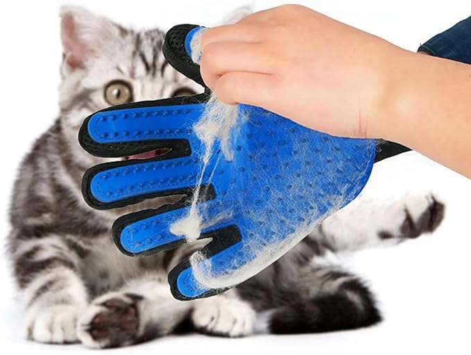 Pet Grooming Glove- pet washing Glove For Bathing-Pet Hair Remover glove For Cleaning Upgrade Grooming Brush For Long and Short fur- Efficient Washing Glove For Dogs & Cats -1 Pack [Right-Hand] Blue