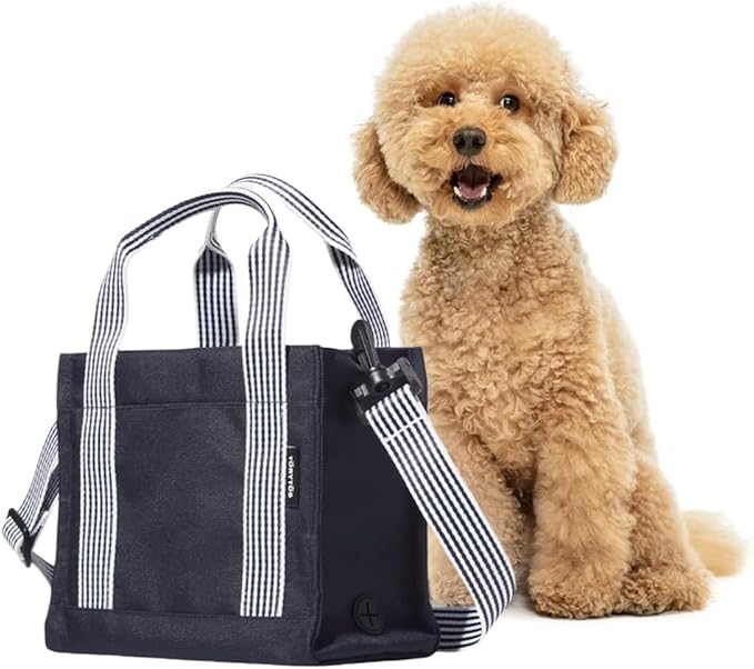 Torytos Dog Walking Bag Crossbody Tote and Dog Treat Pouch with Built-in Poop Bag Dispenser (Navy)