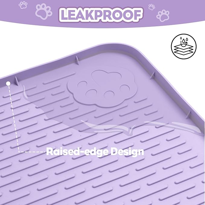 Bartuke Cat Litter Mat, Extra Large 40" x 28" Silicone Mat Litter Trapping Mat for Scatter Control, Soft on Kitty Paws, Easy to Clean (Purple)