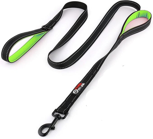 Primal Pet Gear Dog Leash 6ft Long,Traffic Padded Two Handle,Heavy Duty,Reflective Double Handles Lead for Control Safety Training,Leashes for Large Dogs or Medium Dogs,Dual Handles Leads(Black)