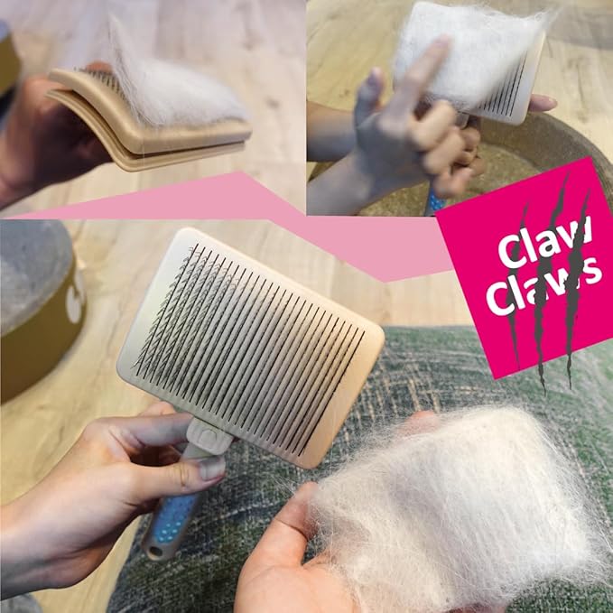 Claw Claws Pet Slicker Brush for Large Dogs, Plastic Handle, Gently Remove Tangled and Mats Hair, Pet Grooming Brush Tool, Sheepskin Wool Carders (5" Pad Quick Cleaning)