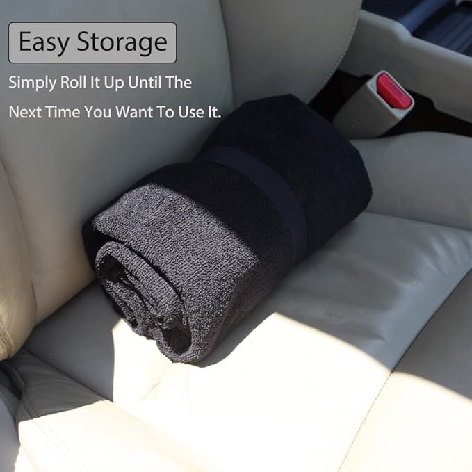 Waterproof Sweating Car Seat Cover for Post Gym Workout, Running, Swimming, Beach and Hiking, Universal Fit Non-Slip Bucket Seat Protector for Cars SUV Trucks, Machine Washable (2pcs Black)