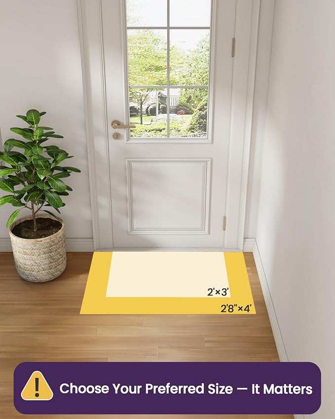 DEXI Front Entryway Door Mat Non Slip 32x48, Washable Inside Entry Way Mats Low Profile Entrance, Welcome Dirt Trapper Doormat Thin for House Floor Home Porter Hall Backdoor Area, Beige